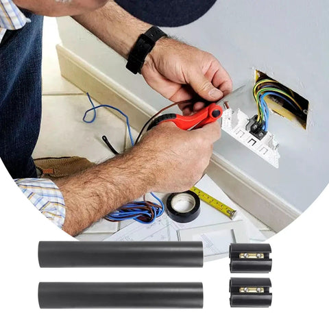 Heavy Duty Underground Wire Splice Kit With 2 Pieces Heat Shrink Tubing And Connectors For Secure Water Resistant Electrical Joints Made To Last Forever, black heat shrink tubes and connectors