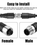 M12 3 Pin Connector Cable 1 Male 1 Female Aviation Sensor Wiring Cable 25cm 0.8ft Outdoor IP67 Waterproof Circular Connector