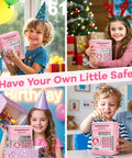 Children using Electronic Piggy Bank For Girls With 4 Digit Password Lock ATM Style Money Safe For Kids as birthday gift.