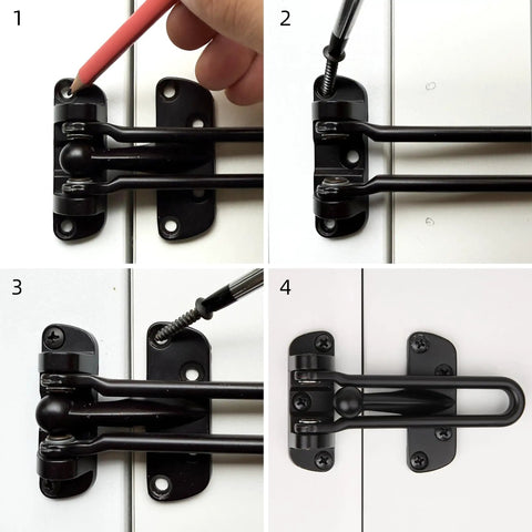 Heavy Duty Swing Bar Door Lock For Front And Interior Doors Home Security Anti Theft Door Guard Latch in installation steps