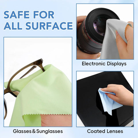 Zeefpod microfiber cleaning cloths, 6x7 in, three assorted colors for glasses, screens, and cameras.