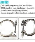 3 Inch Exhaust V Band Clamp No Fuss With Quick Release Stainless Steel 304 Easy On Off Flange Kit Connector image