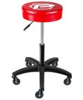 Rolling Shop Stool With Adjustable Height For Mechanics Padded Garage Seat With Smooth Rolling Wheels And ABEC Bearings Model 240250 Red