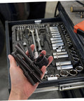Heavy Duty Pneumatic Air Hammer Bit Kit With Smooth Chisels And Pin Punch Tools For Tight Auto Repair Tough Construction Jobs And Badass Metal Work Out The Box black steel bits in hand