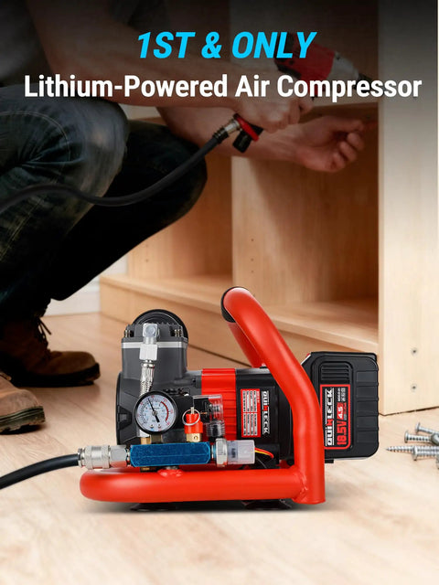 Ultra Quiet Cordless Air Compressor Compatible With Makita 18V 21V Battery, Lightweight 60dB Portable Oil-Free Pump For Nail Gun, Tire Inflator And Woodworking Tools