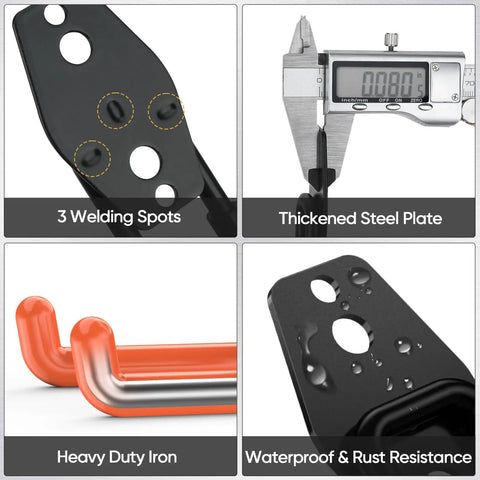 Heavy Duty Garage Hooks Kit, 12 Pack Steel Wall Mount Hangers For Ladders, Bikes, Tools And Other Bulky Gear, Rust Resistant Coated