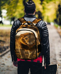 Person wearing Dope Golden Hour Lion Printed Unisex Backpack With Large Capacity For School Travel And Everyday Carry