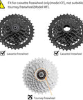 Image showing cassette freewheel compatibility for Chain Whip Tool Kit For Bicycle Cassette Removal Tool And Auxiliary Wrench.