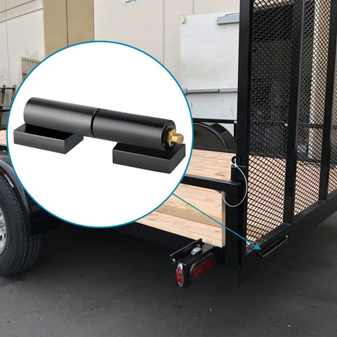 Skelang 4-set barrel gate hinge, 7-inch, black metal heavy-duty hinge for swing gates and trailer ramp gate