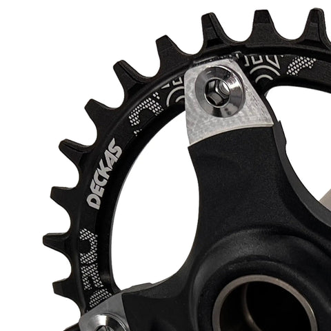Close-up of black chainring from 170mm Crankset With 104 BCD Single Speed Narrow Wide Chainrings 32T 34T 36T 38T For MTB BMX And Road Bikes