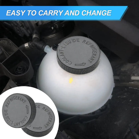 Installed view of 2 Pack Coolant Reservoir Cap Replacement For Universal Radiator Overflow Tank Black Cap With Leak Free Seal Compatible With OEM 21712 79900 Water And Antifreeze System Plug And Play Easy Install For Most Vehicles.
