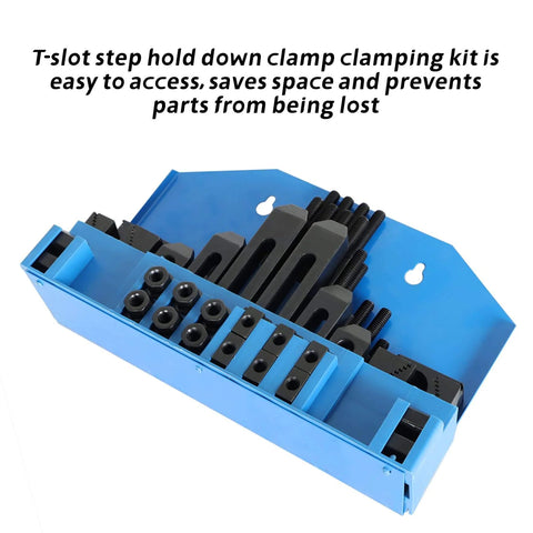 58 Piece T Slot Clamping Kit Pro Series 1/2 Inch T Slot Step Hold Down Clamps Set With 3/8-16 Studs For Milling And Machining Fixtures