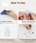 Step-by-step instructions for using Heavy Duty Cable Organizer Kit For Desk And PC Setup Reusable Nylon Cable Ties.