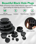 2 Inch Plastic Hole Plugs Flush Type Panel Snap In Locking Door Shelf Hole Cover For Round Drilling Holes Cabinet Cupboard Shelves End Caps Black Set Of 4 displayed with flame retardant feature