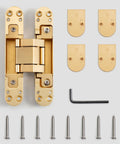 3 Way Adjustable Invisible Door Hinge Concealed Hidden 180 Degree Swing Zinc Alloy Matte Gold Butt Hinge components
