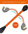 Beefy Heavy Duty Welder Adapter Cord 50 Amp NEMA 14-50P To 6-50R 1.5ft SJTW 6AWG 3C Cable UL Certified Orange flexed