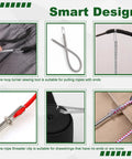 Four Piece Drawstring Threader Tool Set In Stainless Steel, Includes Long Loop Turners And Short Rope Threading Clips shown