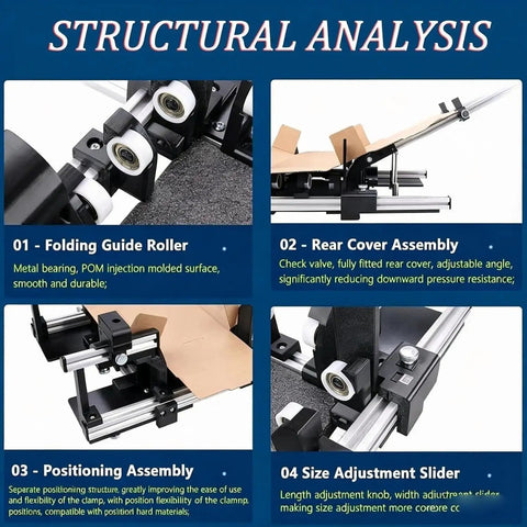 Hassle Free Shipping Box Folder That Creases Cardboard Flaps Rapidly Adjustable Manual Pressing Tool For Standard Cartons structural analysis close-up