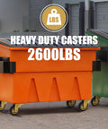 Heavy Duty 6 Inch Casters Set Of 4 With Dual Locking Brakes Badass 2600 LB Capacity Industrial Rubber Wheels on orange dumpster