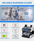 Dual Sensor Multicurrency Money Counter With Led Screen And Auto Stop For Usd And Euro Bills Featuring Magnetic And Infrared Sensors showing bill detection features.