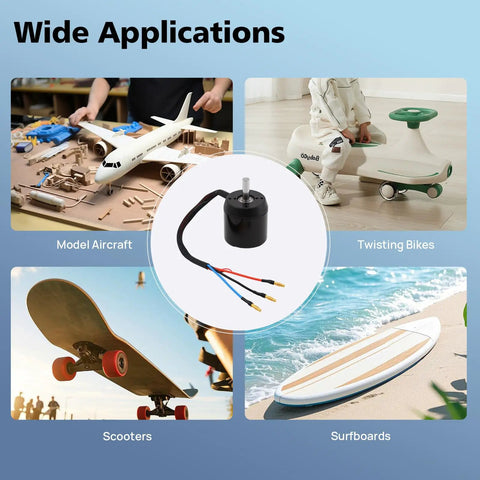 Top Shelf 170Kv Brushless Outrunner Motor With Hall Sensor for various applications like scooters, surfboards, and model aircraft.