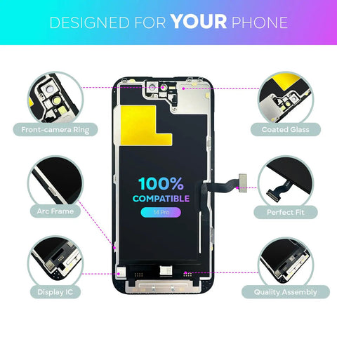 IPhone 14 Pro Six Point One Inch LCD Screen Replacement Kit With 3D Touch Digitizer Display Assembly Tools Included Adhesive Screen