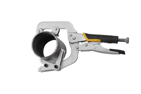 10 Inch Locking Pipe Clamp With Swivel V Pads For Welding And Repair, One-Hand Lock, Ergonomic Soft Rubber Handles, Adjustable Jaw