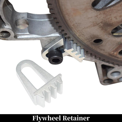 Flywheel retainer in Camshaft Locking Timing Tool Kit For GM Ecotec 2.0L And 2.4L Engines, with gear teeth detail visible