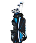 Strata 12 Piece Complete Golf Club Set for Men Right Hand Blue Featuring Lightweight Driver Fairway Wood Hybrid Irons and Putter