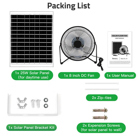8 Inch Solar Fan For Outdoor Greenhouse And Coop High Velocity 2010 RPM 25W Solar Powered With 16 Ft Cord Keeps Plants Pets And Sheds Breezy In Direct Sun