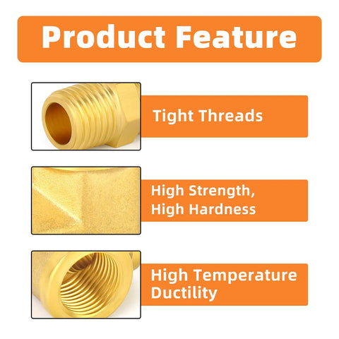 Product features of Six Pack 1/4 Inch NPT Brass Pipe Fittings with tight threads and high strength