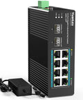 Industrial 10 Port PoE Switch With Eight PoE Ports 240W Total Power And 120W Adapter Included Two Gigabit Uplinks Two SFP Ports