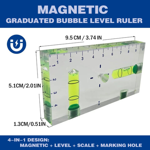 Rock Solid 95mm Magnetic Torpedo Level Packs Dual Bubble Vials Strong Bidirectional Magnets Precise Etched Scales and Center Alignment Punch into One Tough Pocket Tool