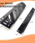 Five Pack Heat Plate Replacement Kit For 3, 4 And 5 Burner Grills with dimensions shown for heat tent shield and burner plate.