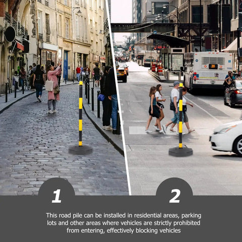 Heavy Duty Elastic Warning Bollard Post With Rock Solid Bounce Back Shield For Tight Parking Spots and Driveway Guard in urban settings