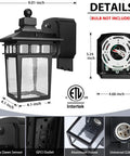 Dusk To Dawn Outdoor Light With GFCI Outlet And Dual Receptacles, Waterproof Wall Sconce For Front Porch, Rustproof Exterior Lantern