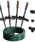 Flexible Sprinkler System For Lawn And Garden With Multi Adjustable Sprinklers, No Fuss Above Ground Irrigation Kit, 50ft hose