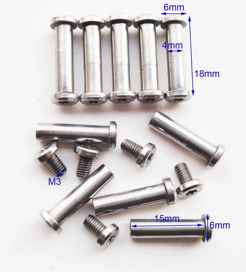 Pocket Knife Pivot Pin Rivets Pack of 10 Stainless Steel Corby Rivets for DIY Knife Handles, Folding Knife Fasteners, EDC Knifemakers Screws and Studs, Fits 0.157 Inch Holes displayed on white background