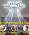24.5 Inch Dope Modern Ceiling Fan With Lights Remote Control 6 Speed 3 Color Dimmable Silent Fandelier in living room