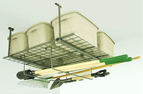 Add-On Storage Rack Accessory For HyLoft 625 And 651 Systems, Hammertone Steel, 2-Pack, installs in seconds, loaded with tools
