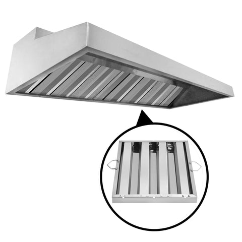 Pro Grade Stainless Steel Hood Filter Set Of 6 For Commercial Kitchens, 16 W X 20 H, Welded Type 430, shown in installed position