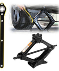 Heavy Duty Scissor Jack For Car With Slick Thread Action Portable Tire Changing Kit, black jack with adjustable lift and wrench.