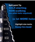 M2 HSS Step Drill Bit Unibit For Metal Wood And Plastic Quarter To One And One Eighth Inch Sizes Delivers Sharper Faster Holes