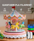 Colorful 3D printed carousel and Crystal Clear PLA Filament 1.75Mm 1Kg Spool for 3D Printing Vacuum Packed Warp-Free