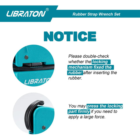Notice for Two Piece Rubber Strap Wrench Set For Auto Oil Filter Jar Lids Adjustable From 10mm To 150mm