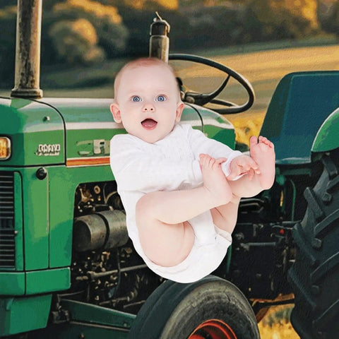 Baby on tractor, related to Farm Tractor Flannel Throw Blanket 60 By 80 Inches Extra Soft Cozy And Lightweight Plush Throw.