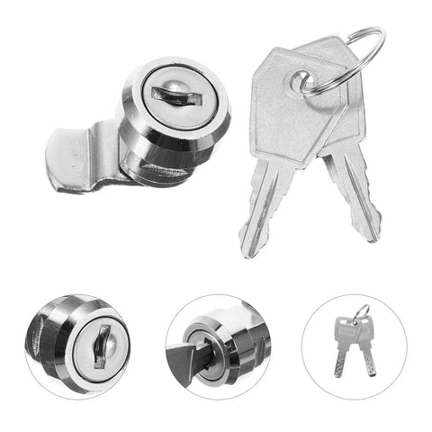 Versatile Stainless Steel Cabinet Lock With Keys For Cash Registers And Security Devices, 16mm Zinc Alloy Cam Lock shown with keys