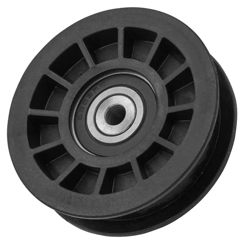 Heavy Duty Replacement Drive Idler Pulley for John Deere X380 X390 X584, sturdy black material ensuring smooth operation.