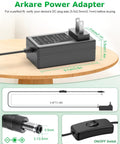 12V 3A Power Supply AC Adapter 36W Charger With On Off Switch 5.9 Foot Cable Center Positive DC Output For Electronics And Home Devices Universal 100 240V Input, black adapter with 5.9ft cable
