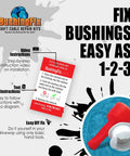 TB1Kit Automatic Transmission Shift Cable Bushing Repair Kit instructions with red bushing tool and step-by-step guide.